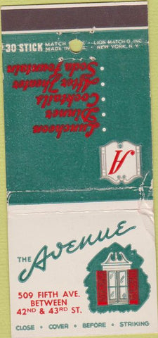 Matchbook Cover - The Avenue New York City WORN 30 Stick