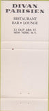 Matchbook Cover - Divan Parisien Restaurant New York City 30 Strike