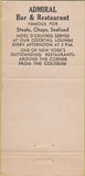 Matchbook Cover - Admiral Bar Restaurant New York City WEAR 30 Strike