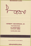 Matchbook Cover - Herbert Ascherman Photographer Cleveland OH SAMPLE 40 Strike