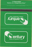 Matchbook Cover - Century Pipe  and  Supply Midland TX SAMPLE 40 Strike