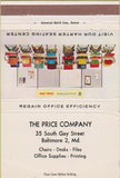 Matchbook Cover - Price Office Chairs Baltimore MD 40 Strike