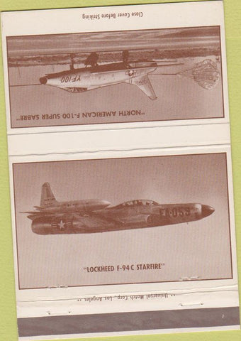Matchbook Cover - Jets F-100 Super Sabre Lockheed Starfire 40 Strike