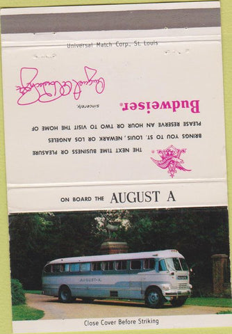 Matchbook Cover - Budweiser August A Bus 40 Strike