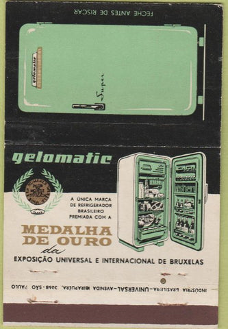 Matchbook Cover - Refrigerators Sao Paulo Brazil Gelomatic 40 Strike