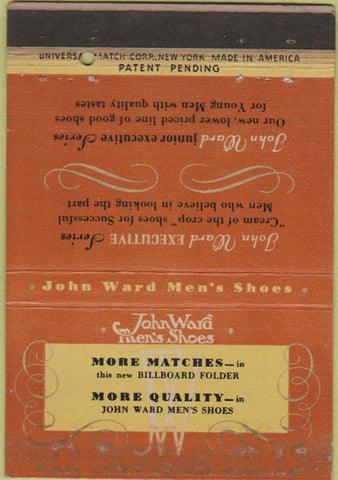Matchbook Cover - John Ward Men's Shoes WEAR 1938 40 Strike