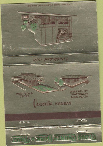 Matchbook Cover - Cloud County Bank Trust Concordia KS 40 Strike