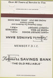 Matchbook Cover - Farmers Federal Savings Bank Joice IA 40 Strike