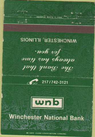 Matchbook Cover - Winchester National Bank Winchester IL 40 Strike