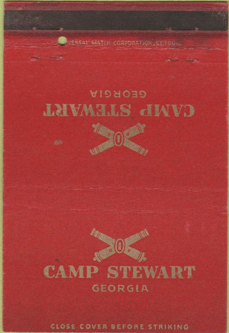 Matchbook Cover - Camp Stewart GA military postcard 40 Strike
