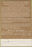 Matchbook Cover - Bank of Delaware Wilmington DE Ogletown Smyrna 40 Strike