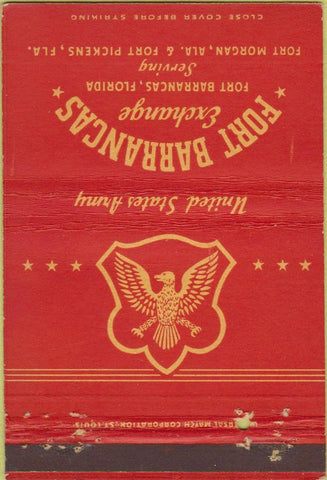Matchbook Cover - Fort Barrancas FL military Fort Morgan AL postcard 40 Strike