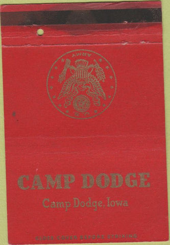 Matchbook Cover - Camp Dodge IA military US Army postcard 40 Strike