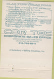 Matchbook Cover - Cor Tee Clad Tuff Foam Panels Cincinnati OH 40 Strike