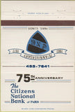 Matchbook Cover - Citizens National Bank of Paris IL 40 Strike