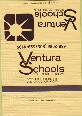 Matchbook Cover - Ventura Schools Credit Union CA 40 Strike