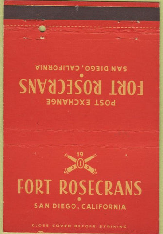 Matchbook Cover - Fort Rosecrans San Diego CA military postcard 40 Strike