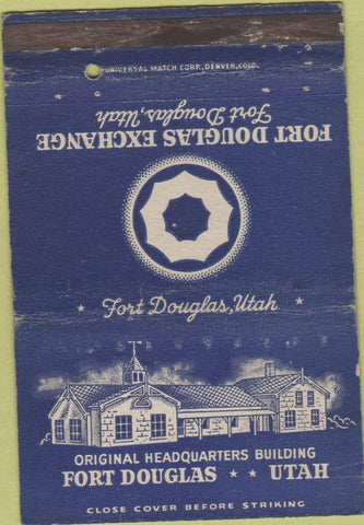 Matchbook Cover - Fort Douglas UT military postcard WORN 40 Strike