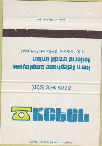 Matchbook Cover - Kern Telephone Credit Union Bakersfield CA 40 Strike