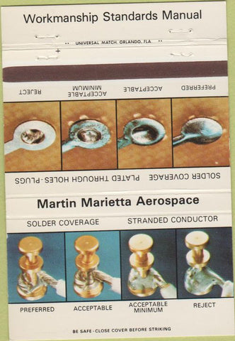 Matchbook Cover - Martin Marietta Aerospace Orlando FL 40 Strike