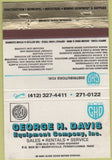 Matchbook Cover - George Davis Equipment Murrysville PA 40 Strike