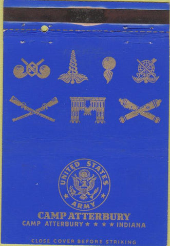 Matchbook Cover - Army Camp Atterbury IN postcard military 40 Strike