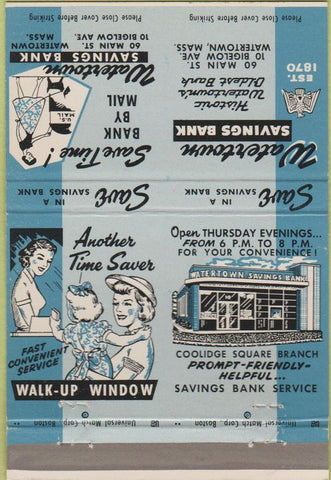 Matchbook Cover - Watertown Savings Bank Watertown MA Double Print Error
