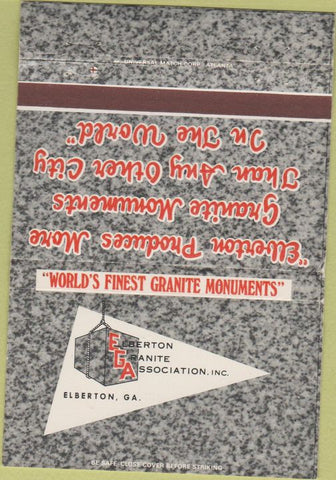 Matchbook Cover - Elberton Granite Association Elberton GA 40 Strike