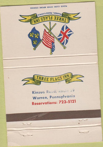 Matchbook Cover - Three Flags Inn Warren PA 40 Strike