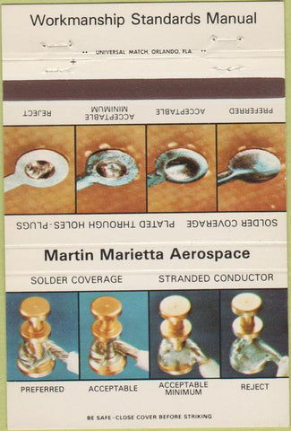 Matchbook Cover - Martin Marietta Aerospace Orlando FL 40 Strike