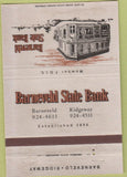 Matchbook Cover - Barneveld State Bank Ridgeway 40 Strike