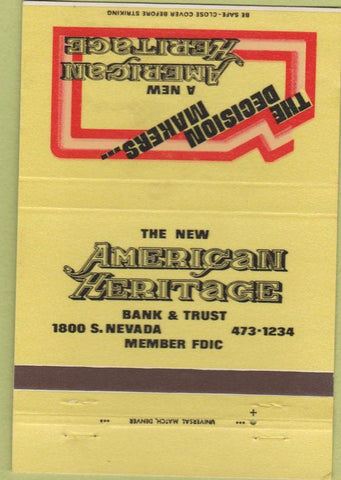 Matchbook Cover - American Hertiage Bank Trust 40 Strike