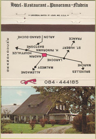 Matchbook Cover - Hotel Restaurant Panorama Nadrin Brussels 40 Strike