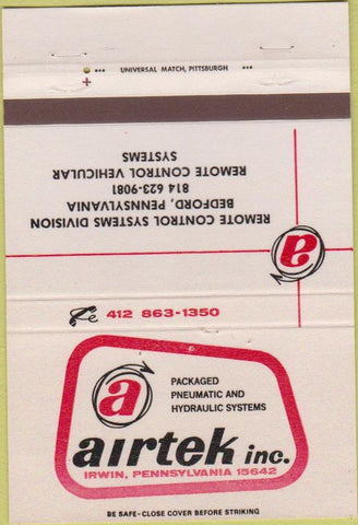 Matchbook Cover - Airtek Inc Irwin PA 40 Strike