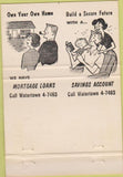 Matchbook Cover - Watertown Savings Bank Watertown MA Double Print Error