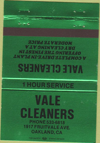 Matchbook Cover - Vale Cleaners Oakland CA 40 Strike