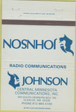 Matchbook Cover - Johnson Central Minnesota Radio Com Glencoe MN 40 Strike
