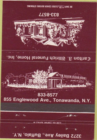 Matchbook Cover - Carlton Allrich Funeral Home Buffalo NY 40 Strike