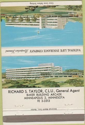 Matchbook Cover - National Life Insurance Minneapolis MN 40 Strike