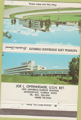 Matchbook Cover - National Life Insurance Jacksonville FL 40 Strike
