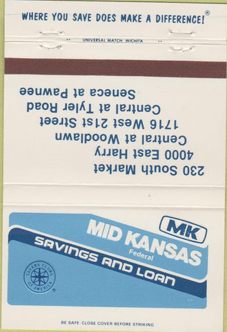 Matchbook Cover - Mid Kansas Federal Savings Loan Wichita KS 40 Strike