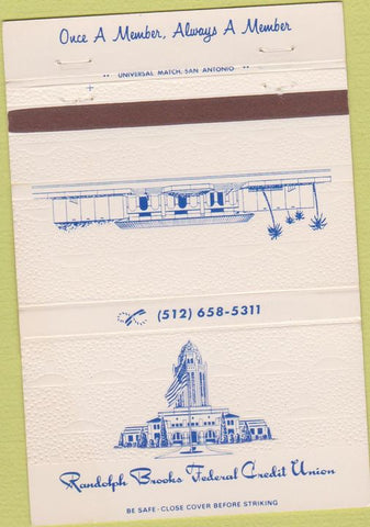 Matchbook Cover - Randolph Brooks Credit Union San Antonio TX? 40 Strike