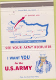 Matchbook Cover - US Army Recruitment Uncle Sam New Orleans LA 40 Strike