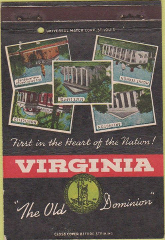 Matchbook Cover - Virginia State Tourism VA 40 Strike