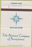 Matchbook Cover - Title Abstract Co of PA Rosemont 40 Strike