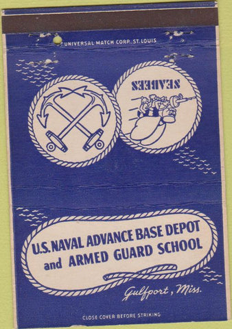 Matchbook Cover - US Naval Base Depot Gulfport MS Seabees 40 Strike