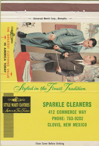 Matchbook Cover - Sparkle Cleaners Clovis NM 40 Strike