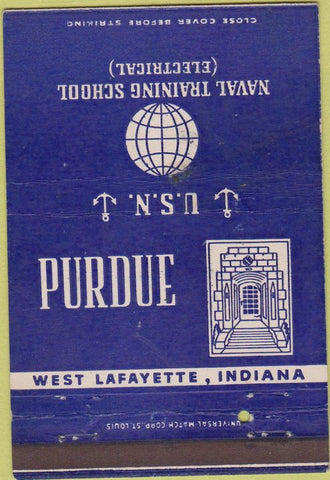 Matchbook Cover - Naval School Purdue West Lafayette IN postcard 40 Strike