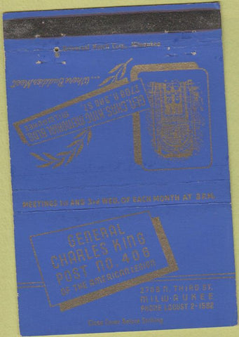 Matchbook Cover - American Legion Charles King Milwaukee WI 40 Strike