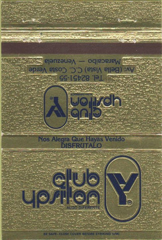 Matchbook Cover - Club Upsilon Maracaibo Venezuela 40 Strike